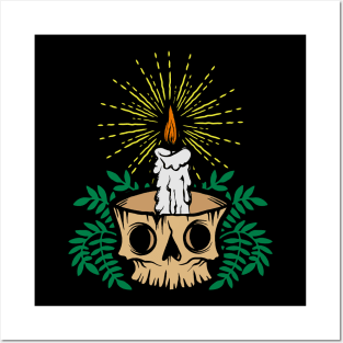 Skull Candle Holder Posters and Art